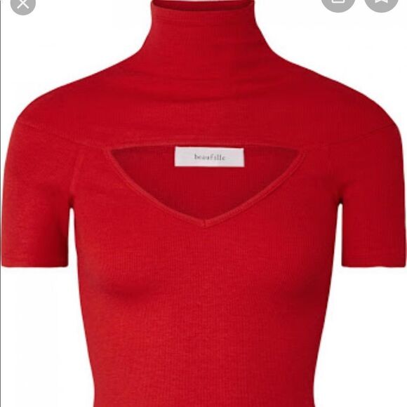 Beaufille women’s Zinner cutout ribbed stretch top in red size xs - Picture 9 of 11